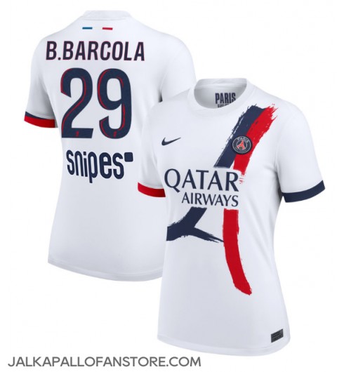 Paris Saint-Germain Bradley Barcola #29 Vieraspaita Naisten 2025-26 Lyhythihainen Paris Saint-Germain Bradley Barcola #29 Vieraspaita Naisten 2025-26 Lyhythihainen